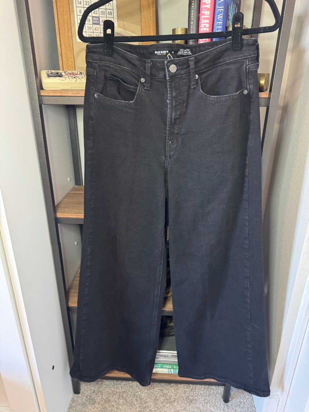 Old Navy Black Extra High-rise Super Wide Leg Denim - Size 8